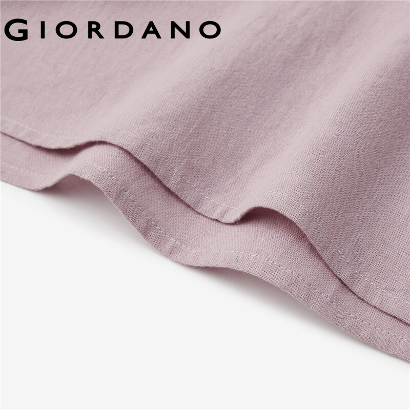 Đầm nữ GIORDANO 05463334 vải linen cotton nhún bèo thời trang
