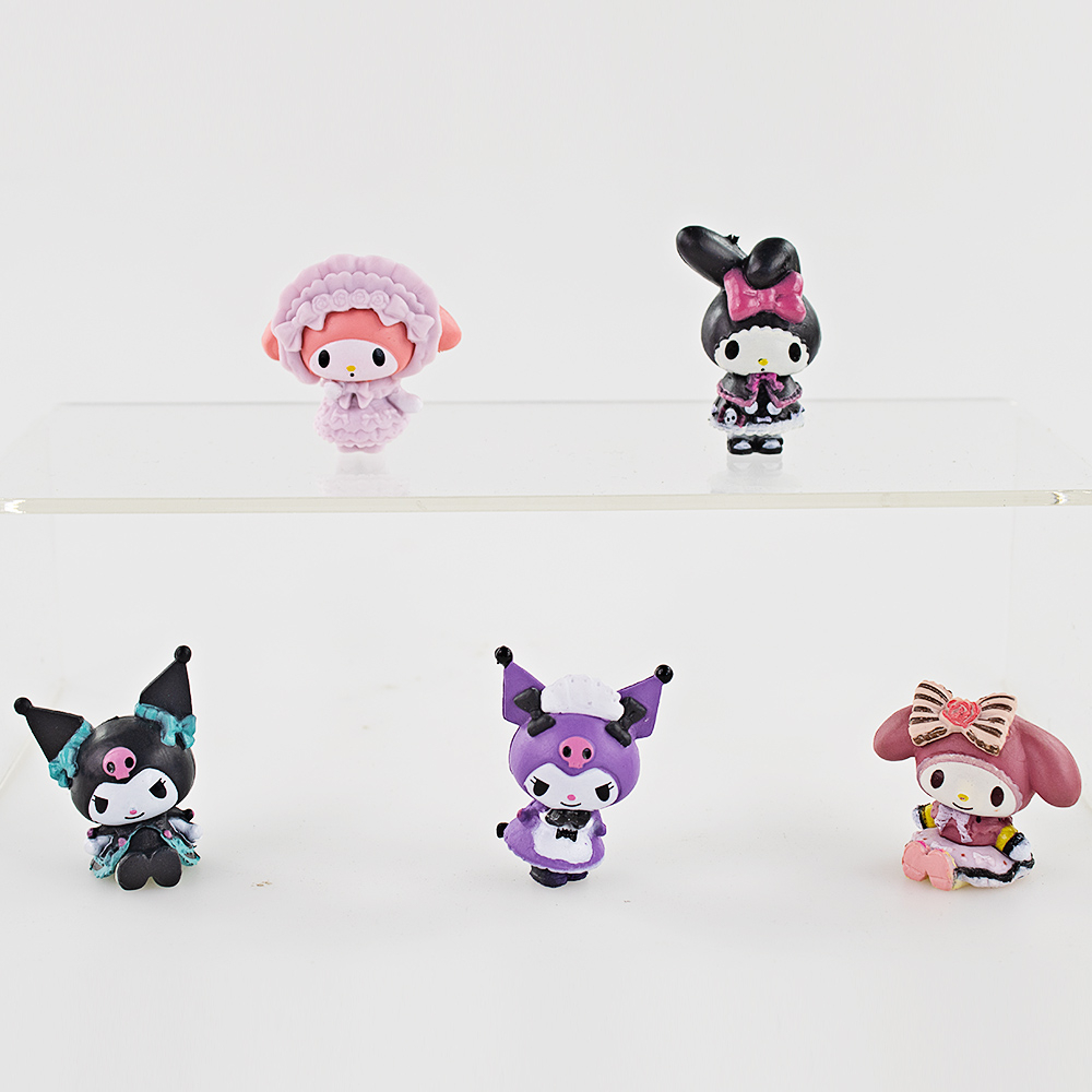 SANRIO Bộ Sưu Tập 5 Mô Hình Mèo Kuromi Kt Melody 4Cm Bằng Pvc Đáng Yêu Dành Cho Trẻ Em