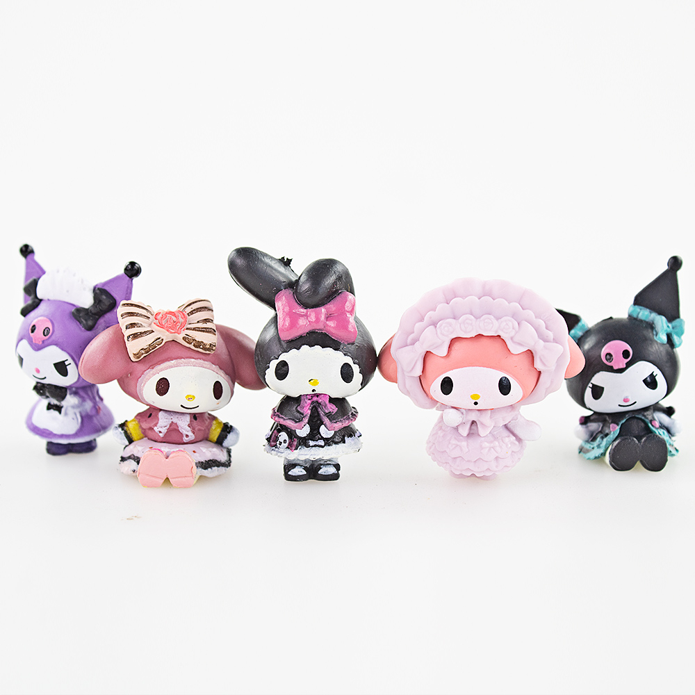 SANRIO Bộ Sưu Tập 5 Mô Hình Mèo Kuromi Kt Melody 4Cm Bằng Pvc Đáng Yêu Dành Cho Trẻ Em