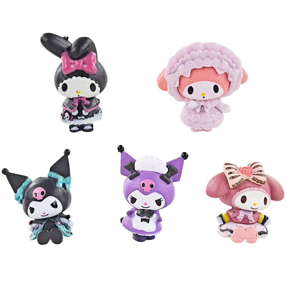 SANRIO Bộ Sưu Tập 5 Mô Hình Mèo Kuromi Kt Melody 4Cm Bằng Pvc Đáng Yêu Dành Cho Trẻ Em