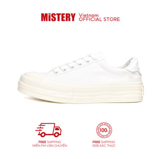 MiSTERY Giày Vải đi Học Nữ Trắng Thời Trang đế Cao 3.5cm MIS-803