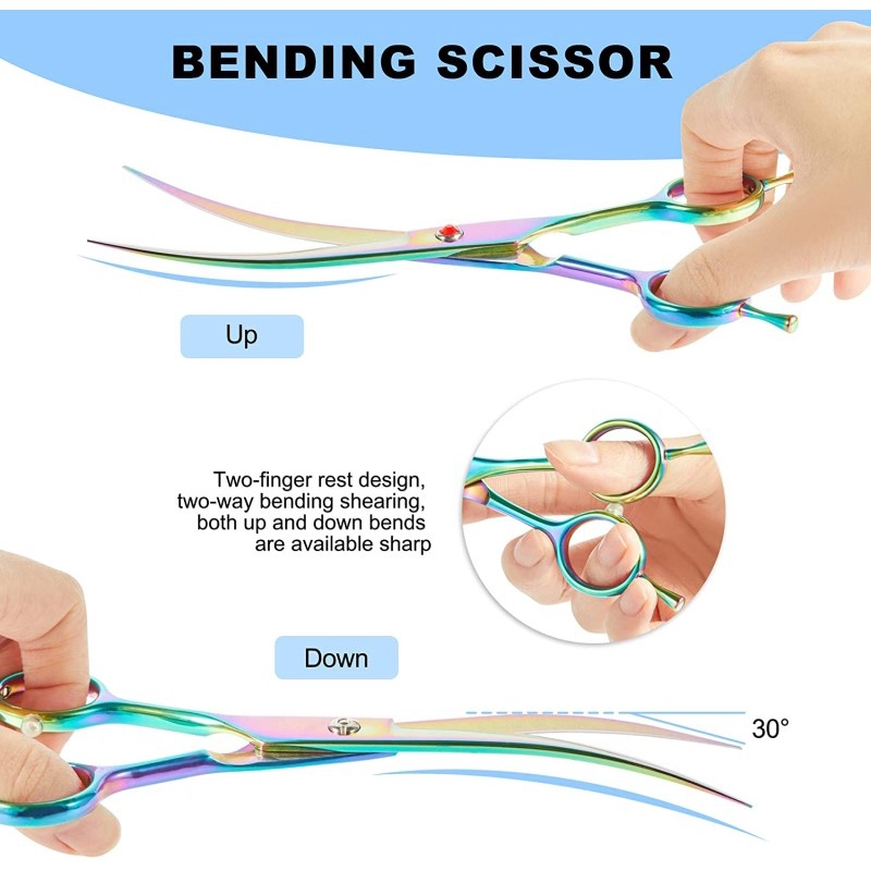 Kéo Cắt Tỉa Răng Dạng Cong 7.5 "Chuyên Nghiệp Cho Thú Cưng