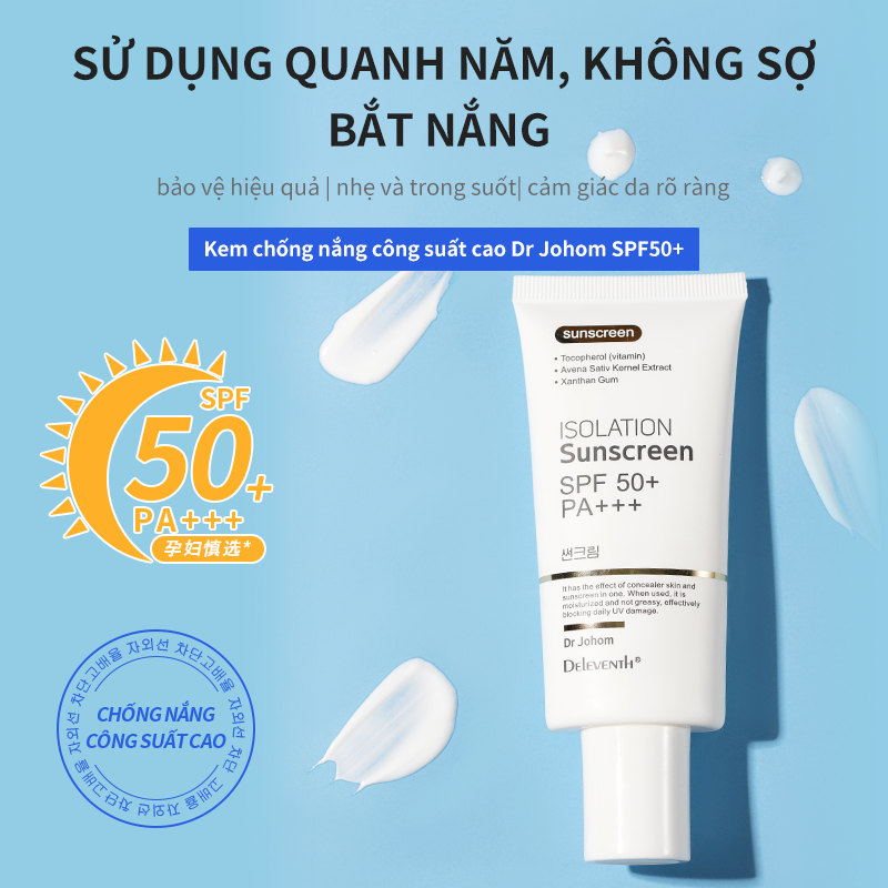 Kem chống nắng vật lý DELEVENTH Dr Johom SPF 50+ PA+++tươi mát và thoáng khí làm trắng da 50g A727