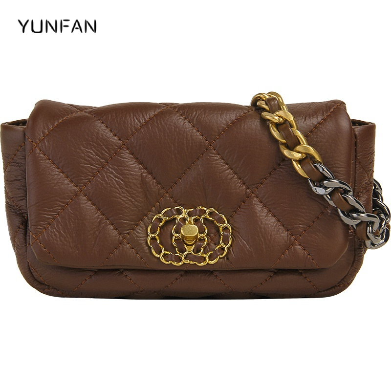 Túi xách đeo vai YUNFAN hình vuông màu trơn phối dây xích dễ phối đồ thời trang cho nữ