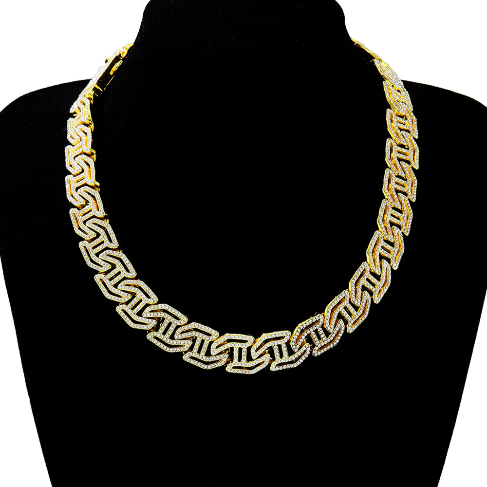 Dây Chuyền Hip hop Đính Đá 16MM Hình Chữ H Thời Trang