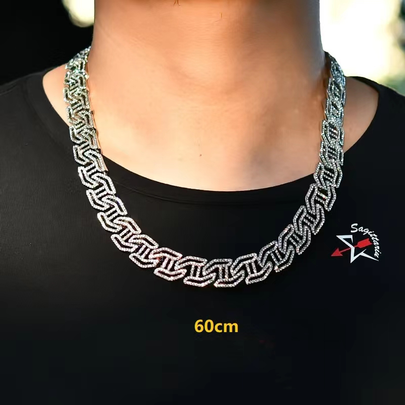 Dây Chuyền Hip hop Đính Đá 16MM Hình Chữ H Thời Trang