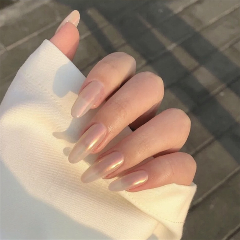 YADORNOS Bộ Sưu Tập Móng Tay Giả Mặt Gương Phong Cách Hailey Thời Trang 24 Cái