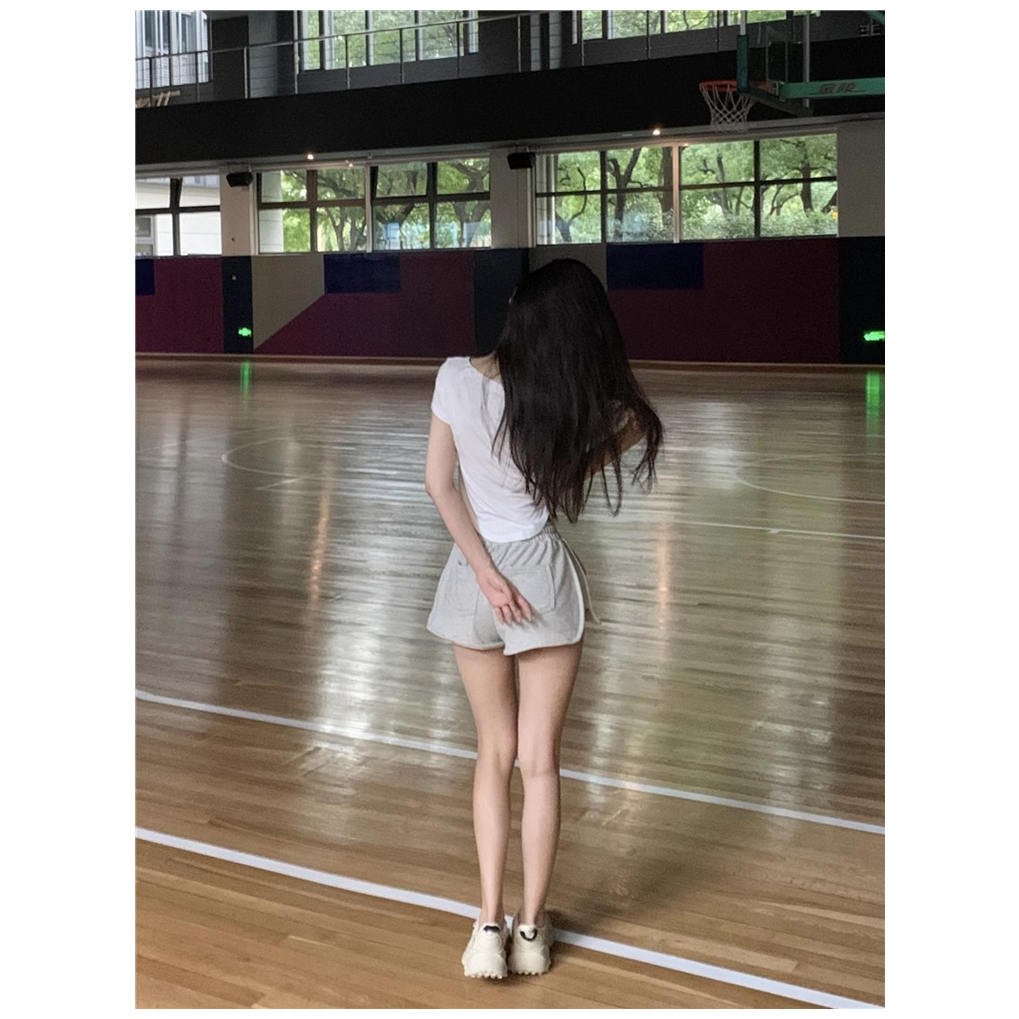 Áo Thun Cổ Chữ V Dáng Ôm Eo Co Giãn Phong Cách Hàn Quốc Giản Dị Dành Cho Nữ