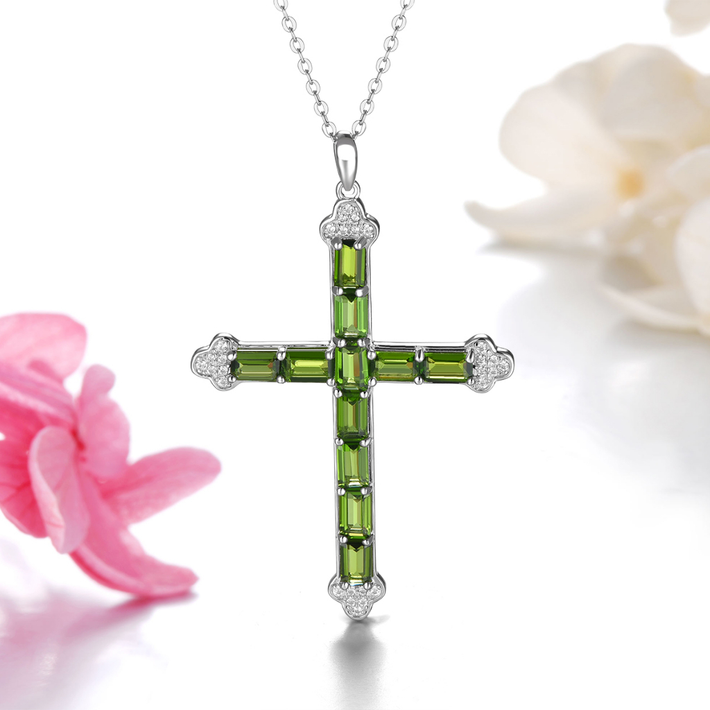 Mặt Dây Chuyền Hình Thánh Giá Bằng Bạc 925 Đính Đá Quý Nhân Tạo Thời Trang Dành Cho Nữ 3.5 Carats