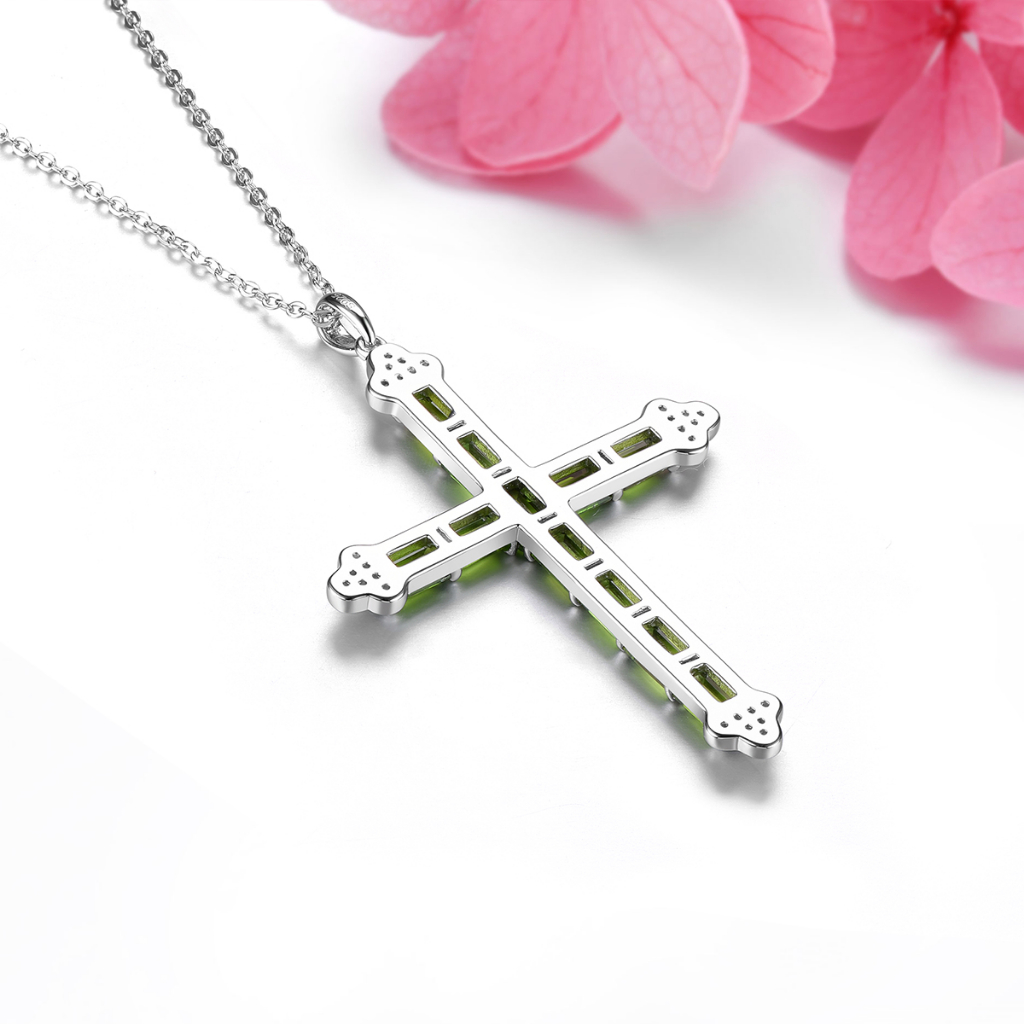 Mặt Dây Chuyền Hình Thánh Giá Bằng Bạc 925 Đính Đá Quý Nhân Tạo Thời Trang Dành Cho Nữ 3.5 Carats