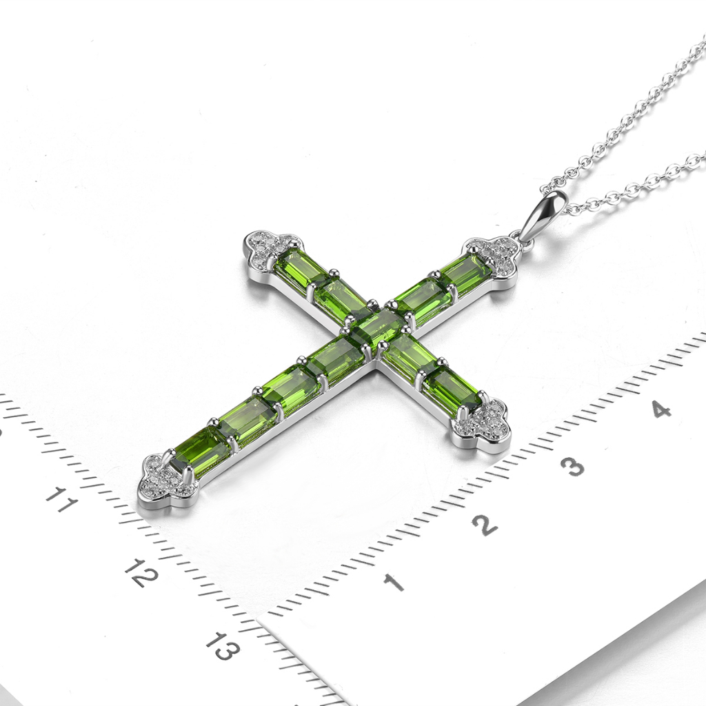 Mặt Dây Chuyền Hình Thánh Giá Bằng Bạc 925 Đính Đá Quý Nhân Tạo Thời Trang Dành Cho Nữ 3.5 Carats