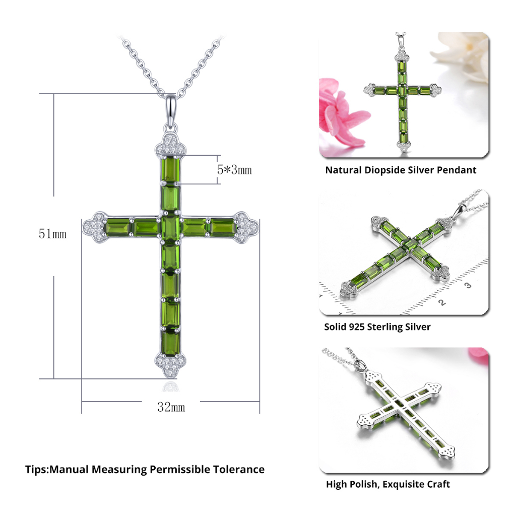 Mặt Dây Chuyền Hình Thánh Giá Bằng Bạc 925 Đính Đá Quý Nhân Tạo Thời Trang Dành Cho Nữ 3.5 Carats