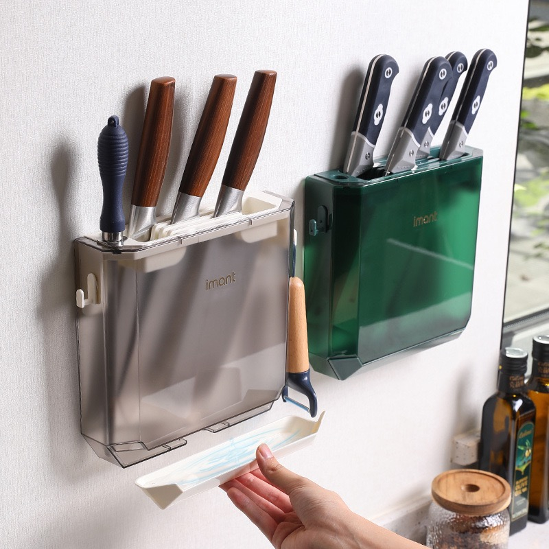Mauno Giá Để Dao Nhà Bếp Trong Suốt Thú Cưng Treo Tường Lưu Trữ Khối Dụng Cụ Đỡ Kệ