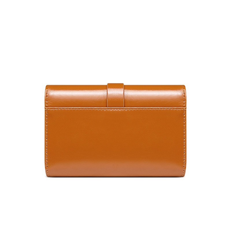 Ví Da Sáp Dầu 30% Dáng Ngắn Cài Khóa Kiểu Retro