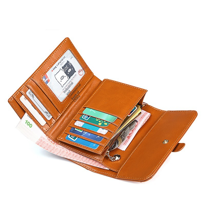 Ví Da Sáp Dầu 30% Dáng Ngắn Cài Khóa Kiểu Retro