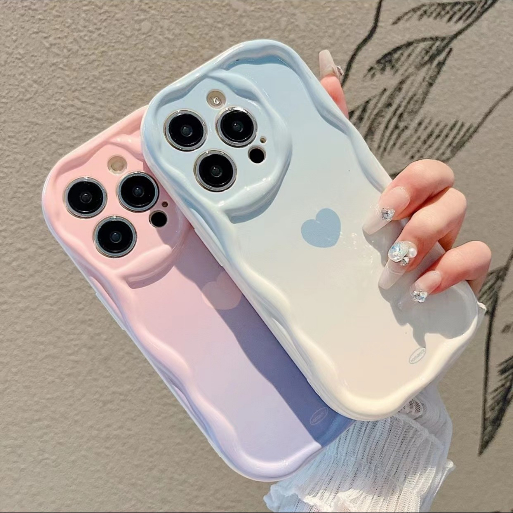 Ốp Điện Thoại Màu Gradient Họa Tiết Trái Tim Cho iPhone 11 12Pro 6s 7 8plus 13Pro 6plus xr xsmax x 11Pro 13mini 14Promax