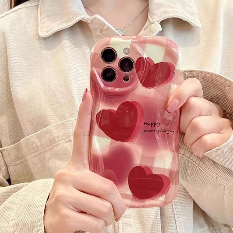 Ốp Điện Thoại Màu Đỏ Họa Tiết Chấm Bi Cho iPhone 11 12 6sPlus 7 8plus 13Pro SE xr xsmax x 11Pro 14Promax