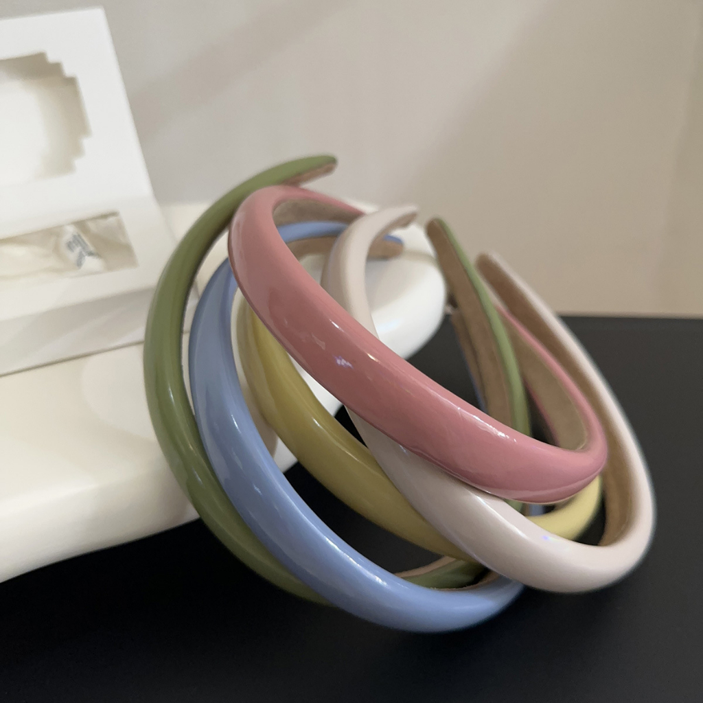 Băng Đô Cài Tóc Bằng Da Màu Trơn Kiểu Hàn Quốc Thời Trang Xuân Hè Cho Bạn Gái