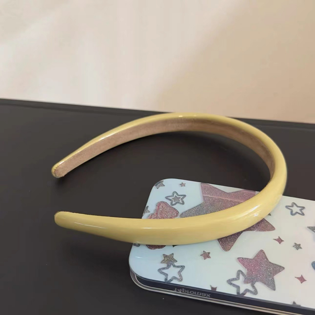 Băng Đô Cài Tóc Bằng Da Màu Trơn Kiểu Hàn Quốc Thời Trang Xuân Hè Cho Bạn Gái