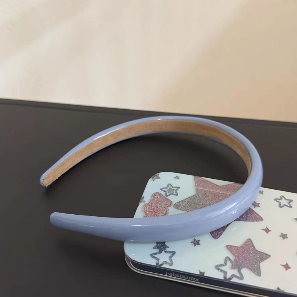 Băng Đô Cài Tóc Bằng Da Màu Trơn Kiểu Hàn Quốc Thời Trang Xuân Hè Cho Bạn Gái