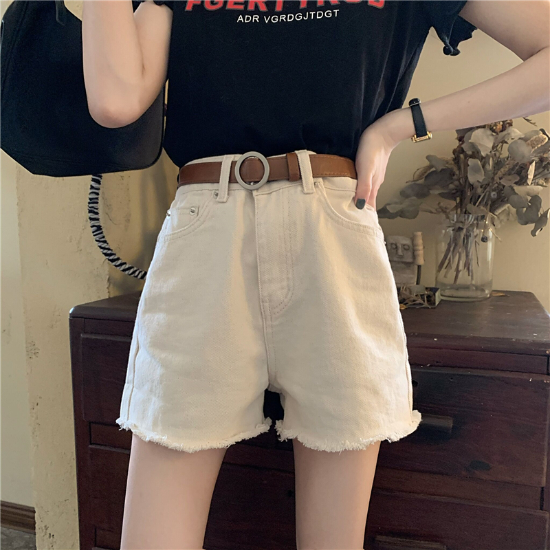 NUZIRO Quần Short Jean Nữ Ống Rộng Lưng Cao Thời Trang Hàn Quốc