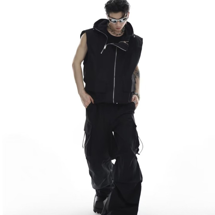 Áo Khoác Không Tay Có Mũ Trùm Hai Màu Size M-2XL Thời Trang Cao Cấp Cho Nam