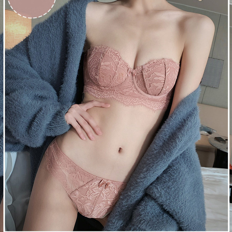 Bộ Đồ Lót Ren Cup Mỏng Mềm Mại Quyến Rũ Cho Nữ