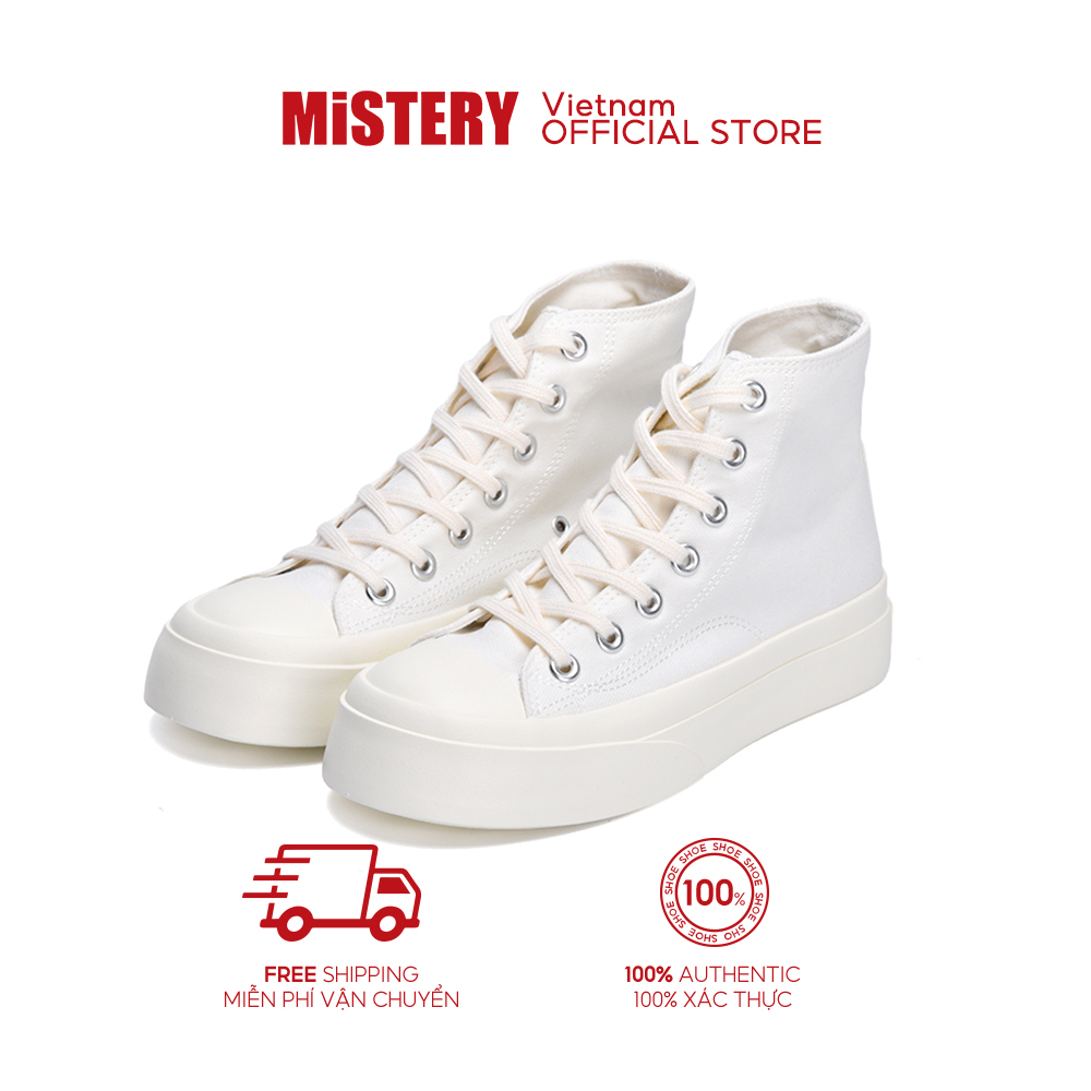 Mistery GiàY TrắNg GiàY VảI Đen Và Trắng Cao3.5Cm MIS-508