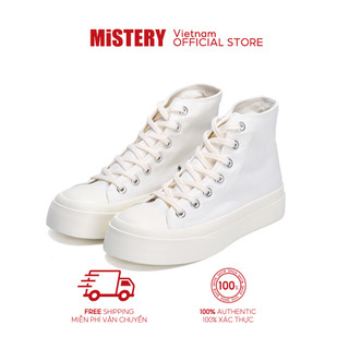 Mistery giày trắng giày vải đen và trắng cao3.5cm mis-508
