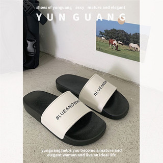 Dép YUNGUANG in chữ đơn giản phong cách harajuku Hồng Kông thời trang cho nữ