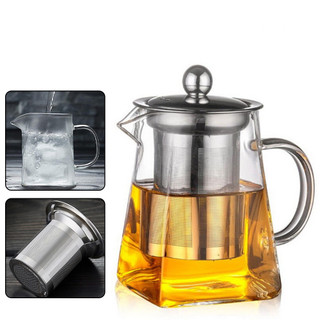Ấm trà thủy tinh trong suốt hình vuông lọc trà 350ml / 550ml / 750ml / 950ml