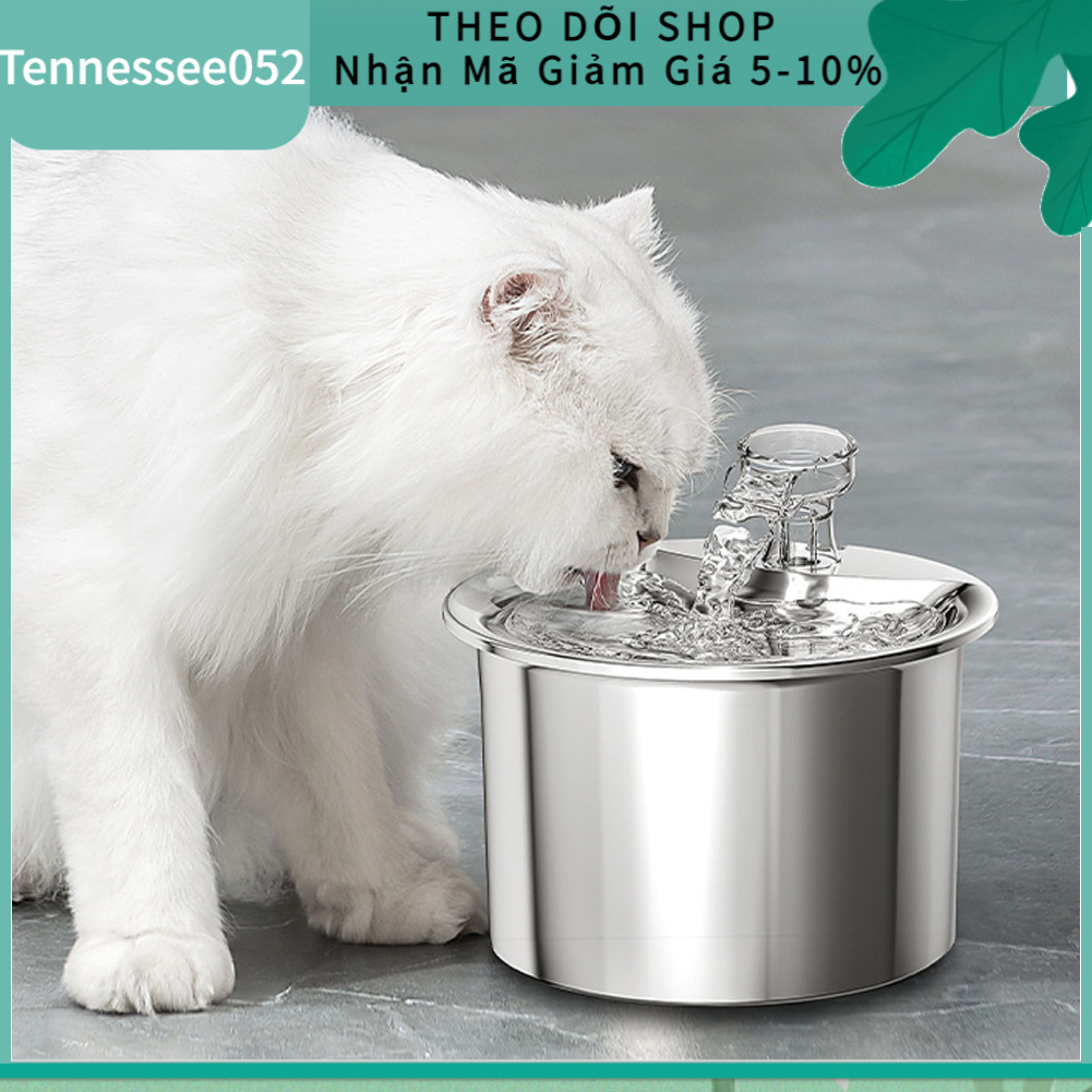 [Hàng Sẵn] Máy Uống Nước / Lọc Nước Cho Mèo Siêu Im Lặng Tự Động Bằng Thép Không Gỉ EU Plug【Tennessee052】
