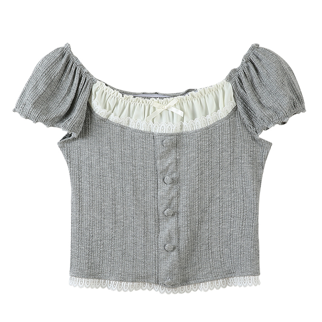 Áo Thun Ngắn Tay Phối Ren Giả Hai Lớp Phong Cách Hàn Quốc Thời Trang Mùa Hè Dành Cho Nữ áo thun ôm