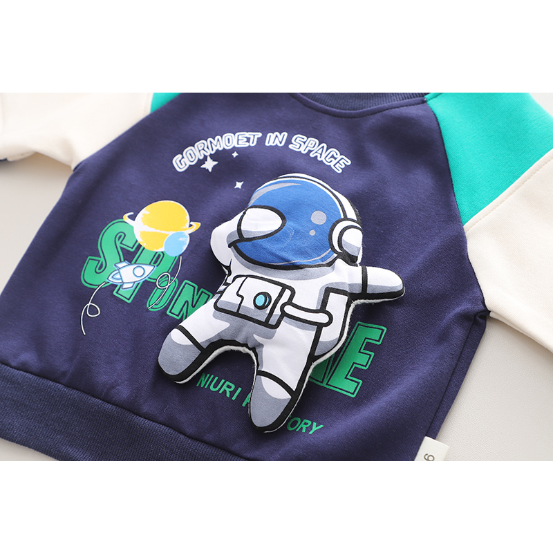 Bộ Áo Sweater + Quần Dài In Hình Phi Hành Gia Phong Cách Hàn Quốc Thời Trang Mùa Thu 2023 Kích Thước 80-120cm