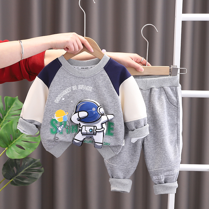 Bộ Áo Sweater + Quần Dài In Hình Phi Hành Gia Phong Cách Hàn Quốc Thời Trang Mùa Thu 2023 Kích Thước 80-120cm