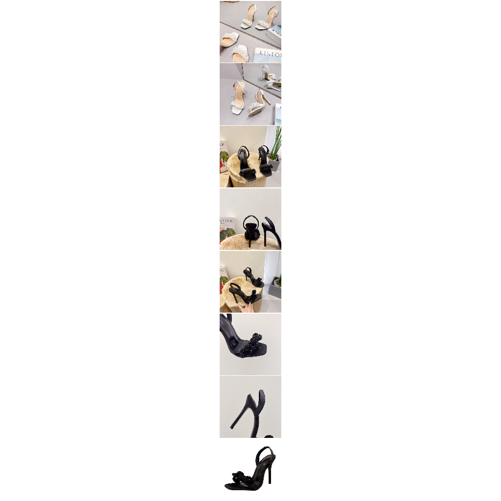 Giày Cao Gót Mũi Vuông Đính Đá Thời Trang 4.33 Inches