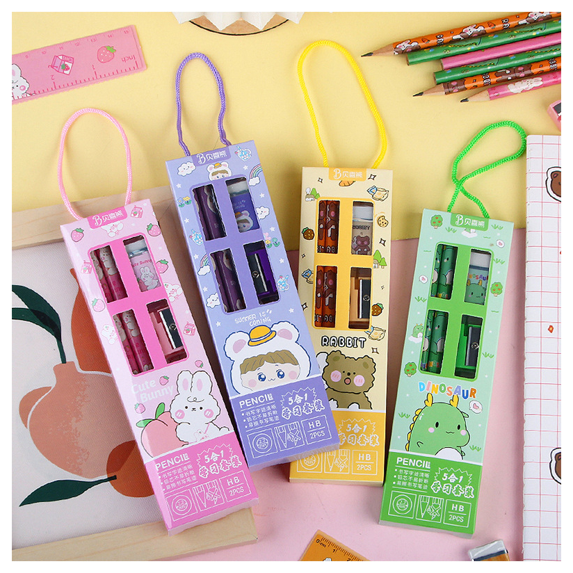 1 Bộ Hộp Quà Tặng Văn Phòng Phẩm Cầm Tay Sáng Tạo Cho Học Sinh