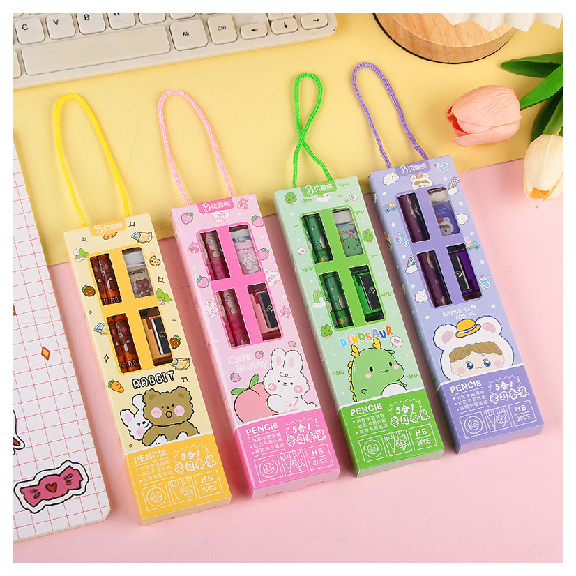 1 Bộ Hộp Quà Tặng Văn Phòng Phẩm Cầm Tay Sáng Tạo Cho Học Sinh