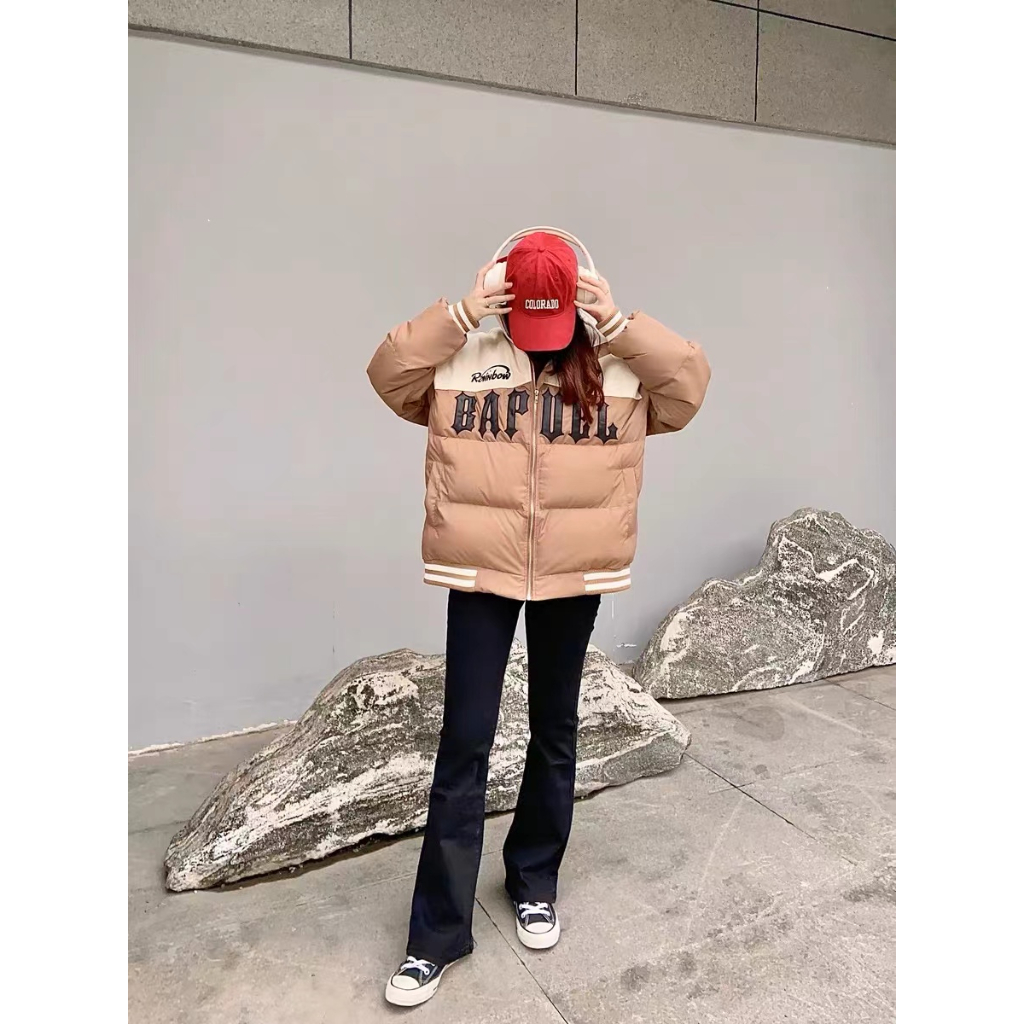 Áo Khoác Bóng Chày Cotton Dày Dặn Dáng Rộng Thêu Họa Tiết Kiểu Retro Mỹ Đường Phố Cá Tính Cho Nam Và Nữ