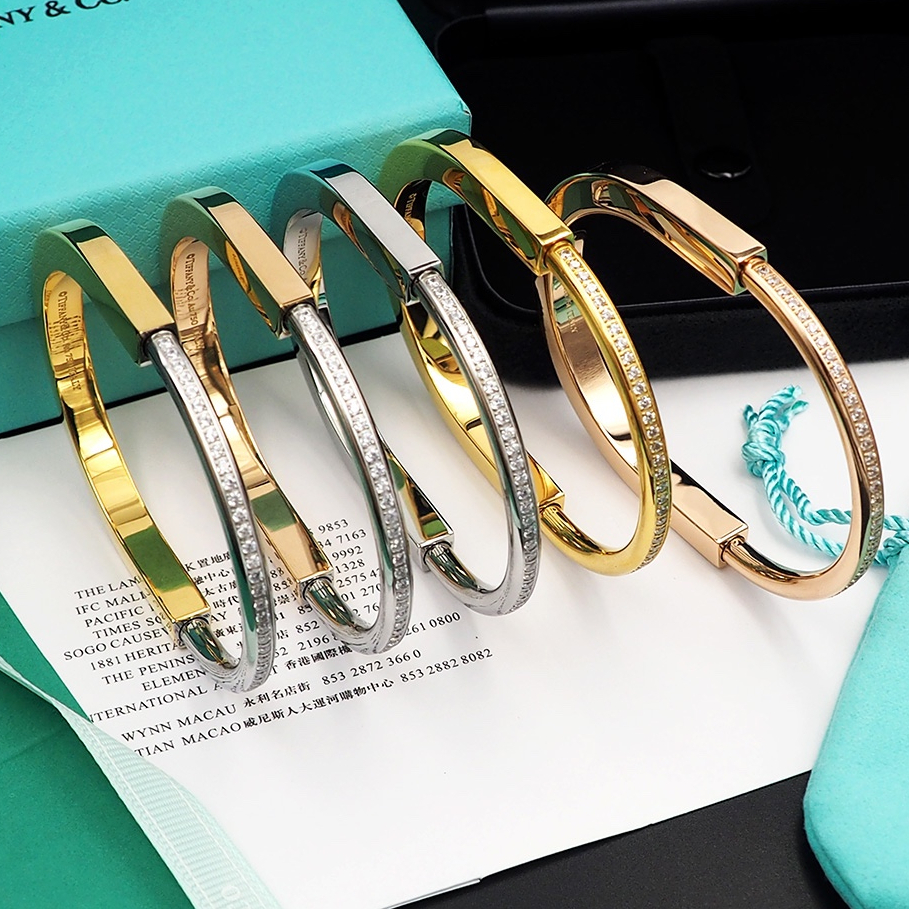 Vòng Tay Mạ Vàng Hồng 18K Đính Kim Cương Nhân Tạo Thời Trang Cho Nữ