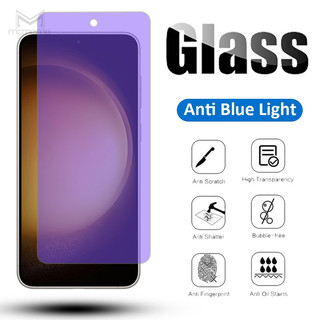 Kính cường lực toàn màn hình ánh tím chống tia sáng xanh cho điện thoại Samsung Galaxy ss S24 S23 FE S22 Plus S20 S21 S10 Note 10 Lite