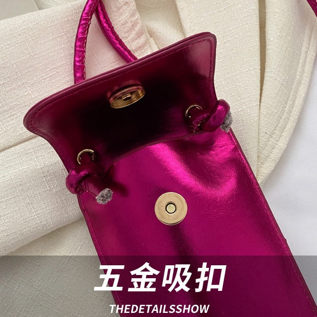 Túi Đeo Chéo Mini Bằng Da PU Bóng Màu Trơn Thời Trang Dành Cho Nữ