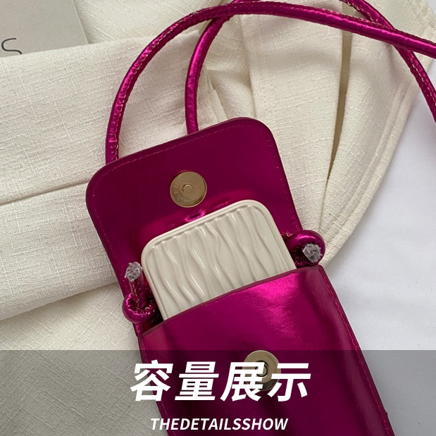 Túi Đeo Chéo Mini Bằng Da PU Bóng Màu Trơn Thời Trang Dành Cho Nữ