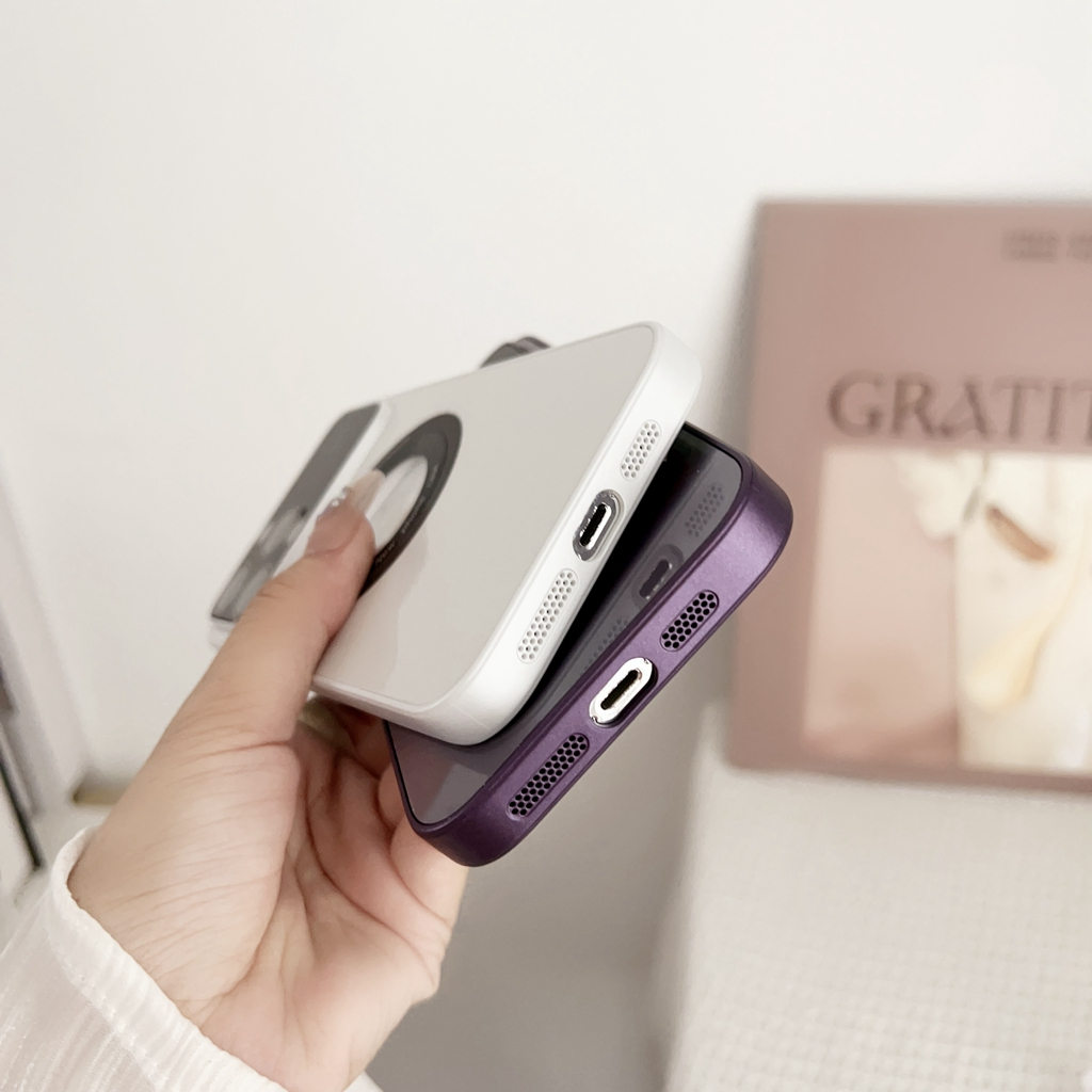 Ốp Điện Thoại Kính Cường Lực Cứng Màu Trơn Từ Tính Bảo Vệ Toàn Diện Cho Iphone11Promax / 12pro / 14Plus / 13Pro Max 2023