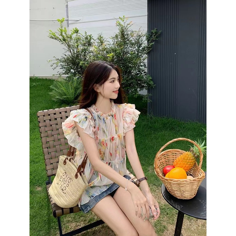 Áo Hoa Không Tay Dáng Rộng Thời Trang Hàn Quốc Dành Cho Nữ