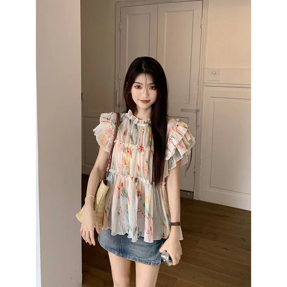 Áo Hoa Không Tay Dáng Rộng Thời Trang Hàn Quốc Dành Cho Nữ