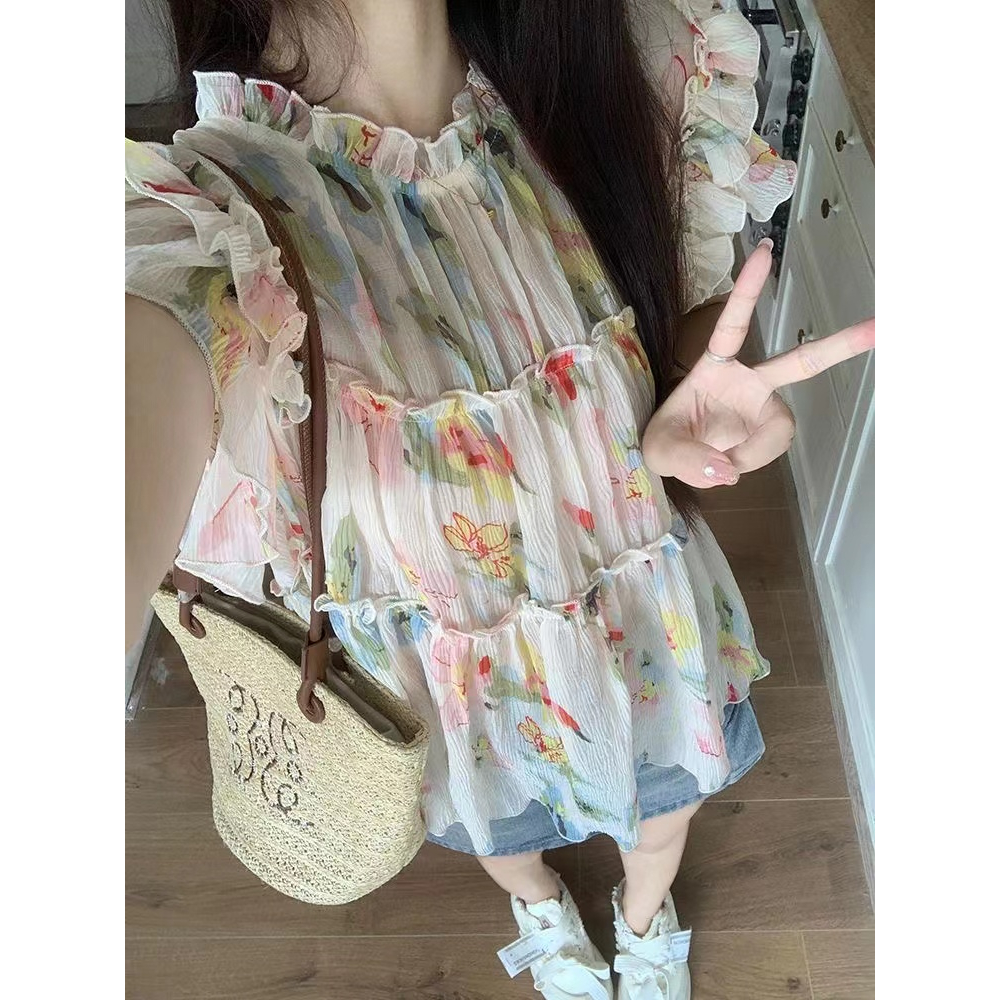 Áo Hoa Không Tay Dáng Rộng Thời Trang Hàn Quốc Dành Cho Nữ