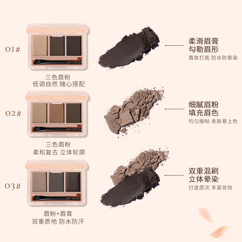 Bảng Phấn Mắt NOVO 3 Màu Không Nhòe Chống Thấm Nước Lâu Trôi Kèm Cọ NO.5841