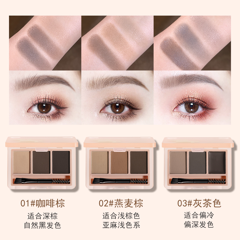 Bảng Phấn Mắt NOVO 3 Màu Không Nhòe Chống Thấm Nước Lâu Trôi Kèm Cọ NO.5841