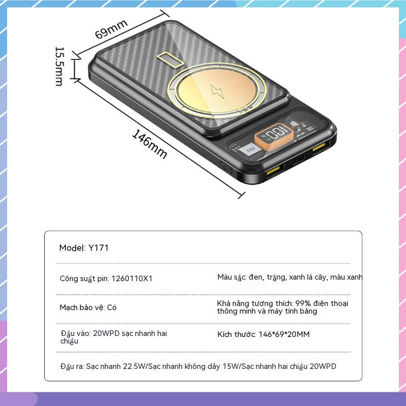 Pin Sạc Dự Phòng Hai Trong Một PD22.5W 10000mAh Có Màn Hình Ký Tự Nhanh Cho Samsung / Xiaomi / oppo / vivo